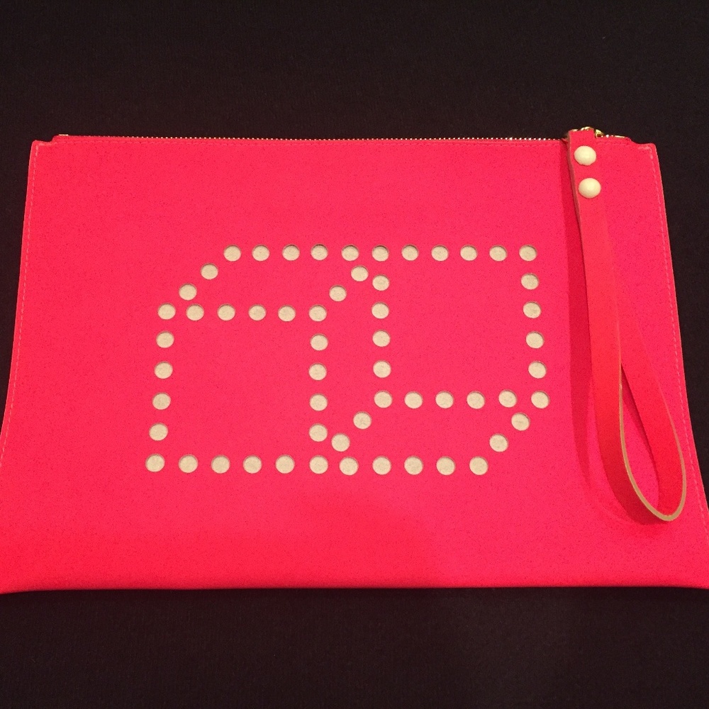 PIERRE HARDY Pink Rubberized Leather Clutch
